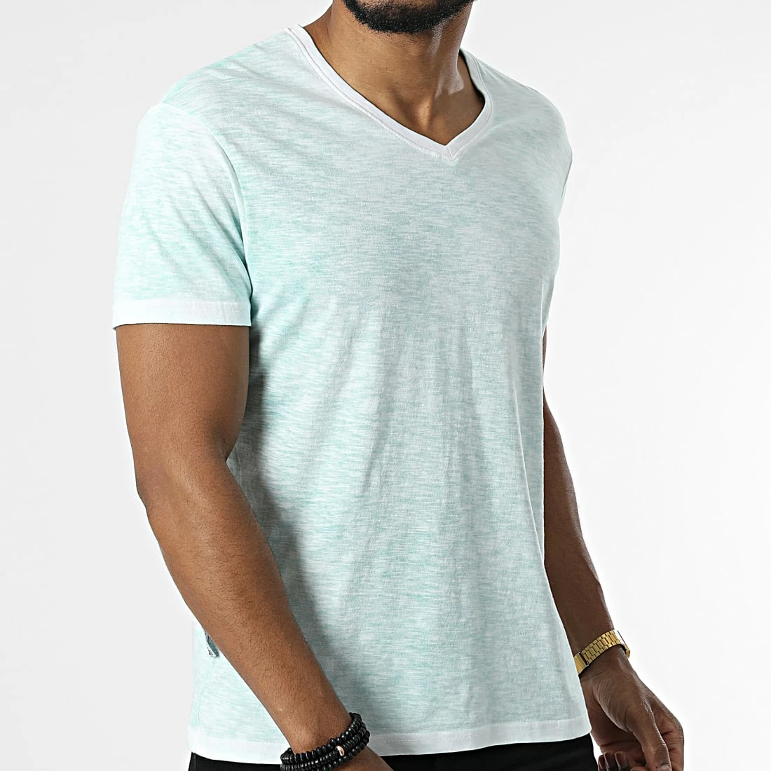 Acheter ⌛ Tee 👕 Shirt Tono-A Blanc Vert Clair Chiné de Paname Brothers ⌛ – Image 3