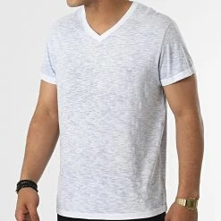 Le moins cher 🔥 Tee 👚 Shirt Tono-A Blanc Bleu Chiné de Paname Brothers 🎉