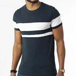 Nouveau ✔️ Tee 👕 Shirt Tacha Bleu Marine Chiné Blanc de Paname Brothers ✔️