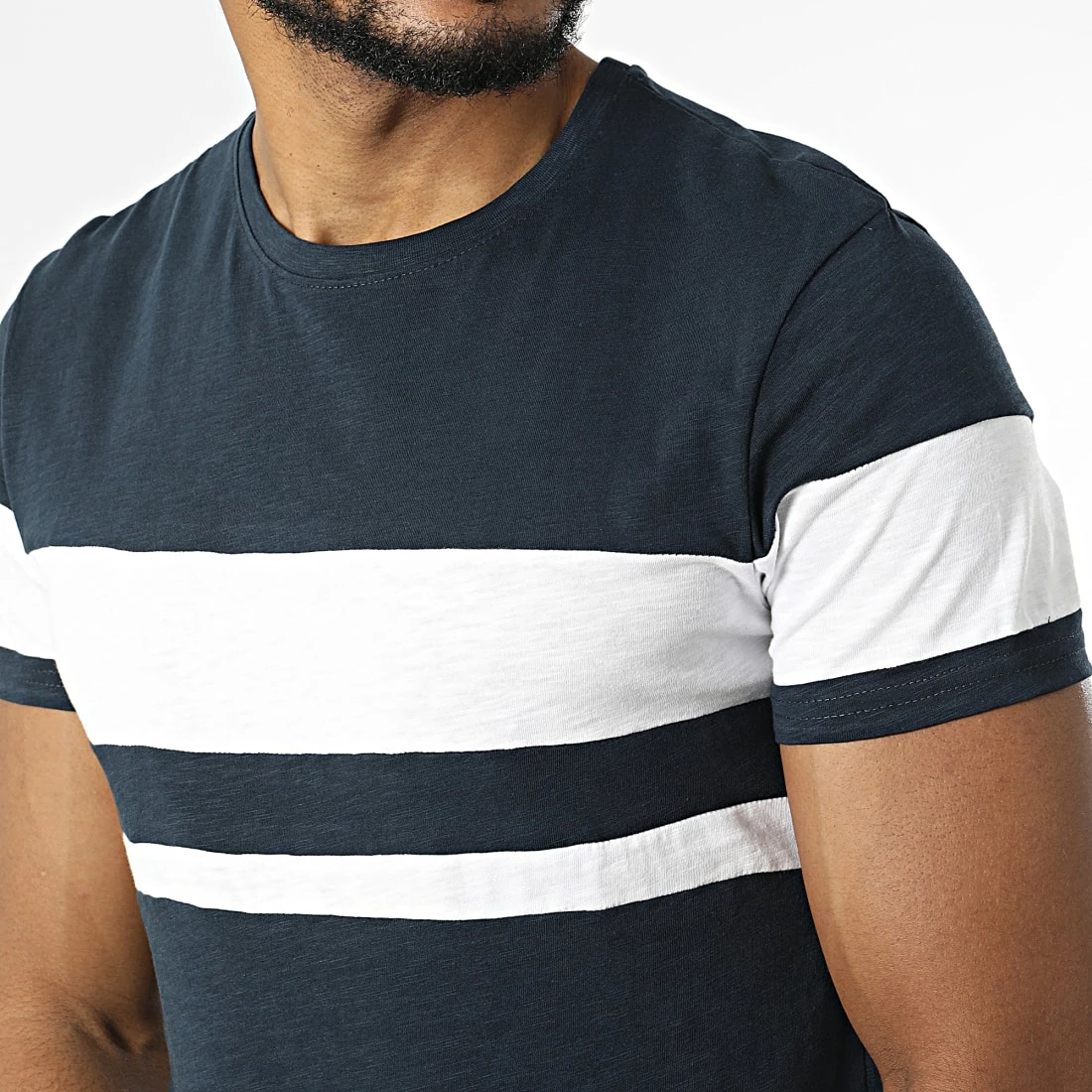 Nouveau ✔️ Tee 👕 Shirt Tacha Bleu Marine Chiné Blanc de Paname Brothers ✔️ – Image 2