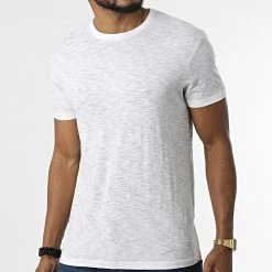 Promo 🤩 Tee 👚 Shirt Tino-B Blanc Gris Chiné de Paname Brothers 🔔