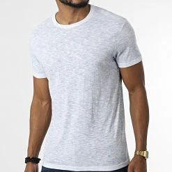 De gros 👏 Tee 👚 Shirt Tino-A Blanc Bleu Chiné de Paname Brothers 🎉