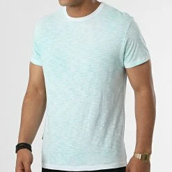 Remise 🎉 Tee 👚 Shirt Tino-A Blanc Turquoise Chiné de Paname Brothers 🛒