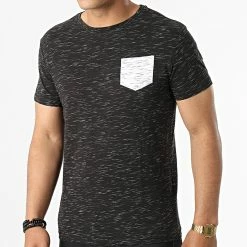 Bon marché 😉 Tee 👕 Shirt A Poche Poitrine Touk Noir Chiné de Paname Brothers ❤️