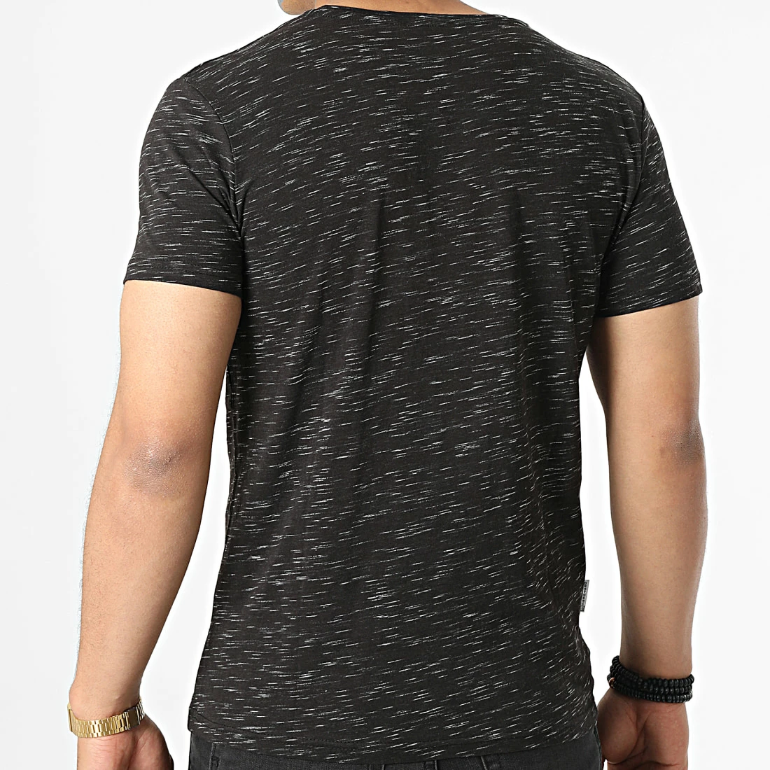 Bon marché 😉 Tee 👕 Shirt A Poche Poitrine Touk Noir Chiné de Paname Brothers ❤️ – Image 4