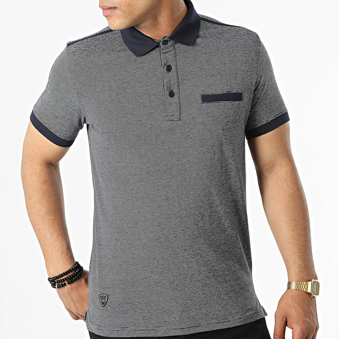 Coupon 👏 Polo A Manches Courtes Paolo Bleu Marine Chiné de Paname Brothers 🎉 – Image 3