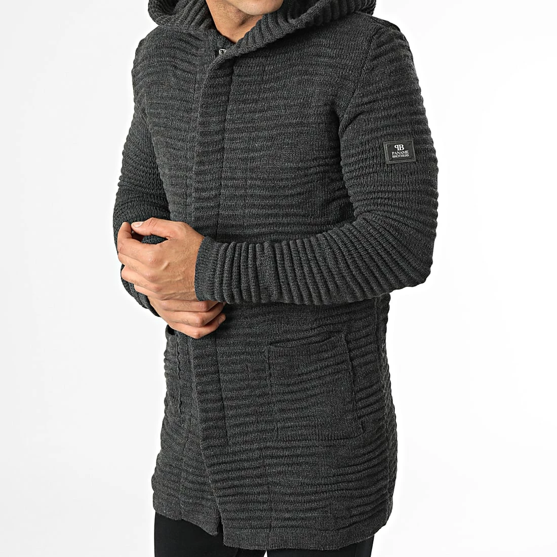 Top 10 ⌛ Gilet Zippé Capuche PNM-1004 Gris Anthracite de Paname Brothers ❤️ – Image 3